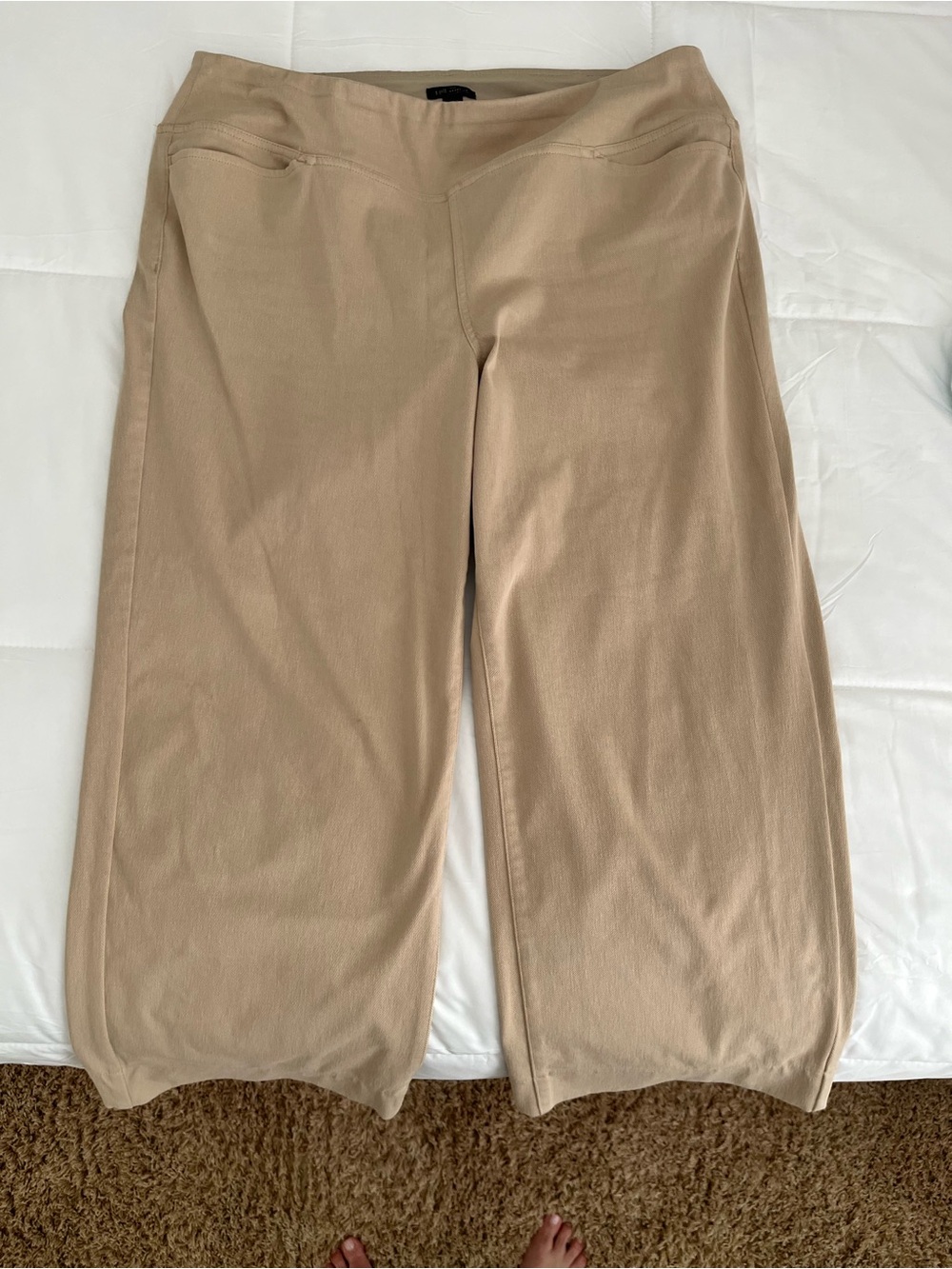J. Jill Wide-Leg Pull-On Pants in Light Tan